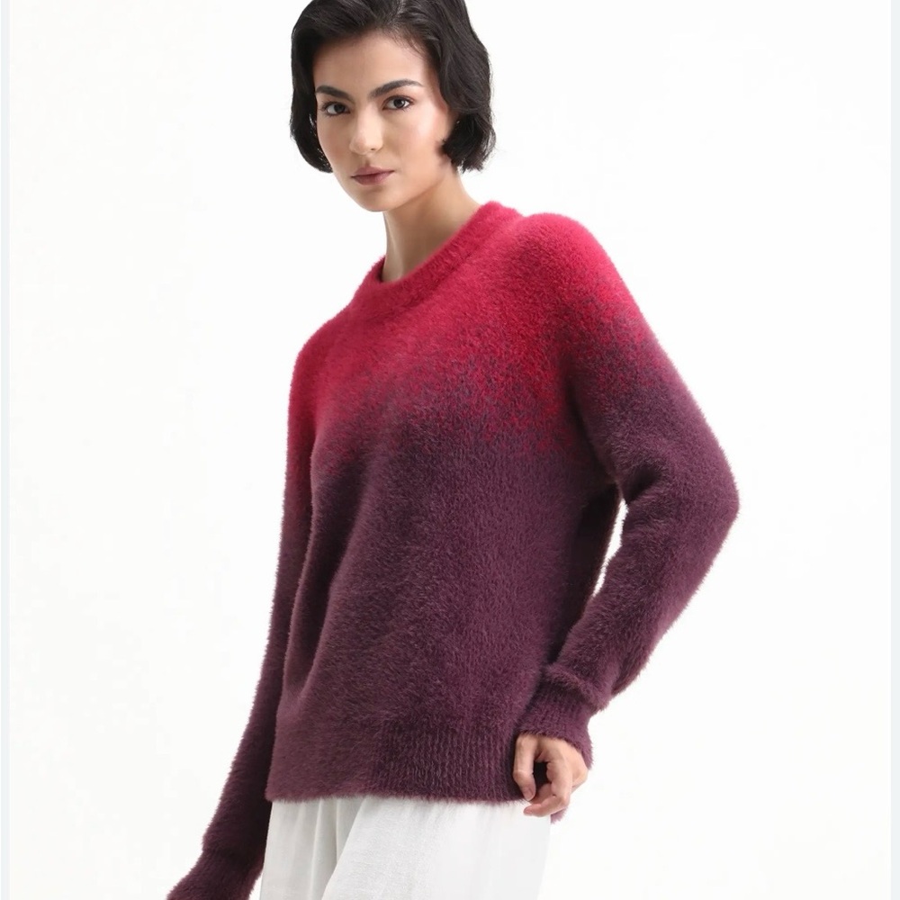 NWT SWTR Ombre Red to Maroon V Neck Sweater, Size XS